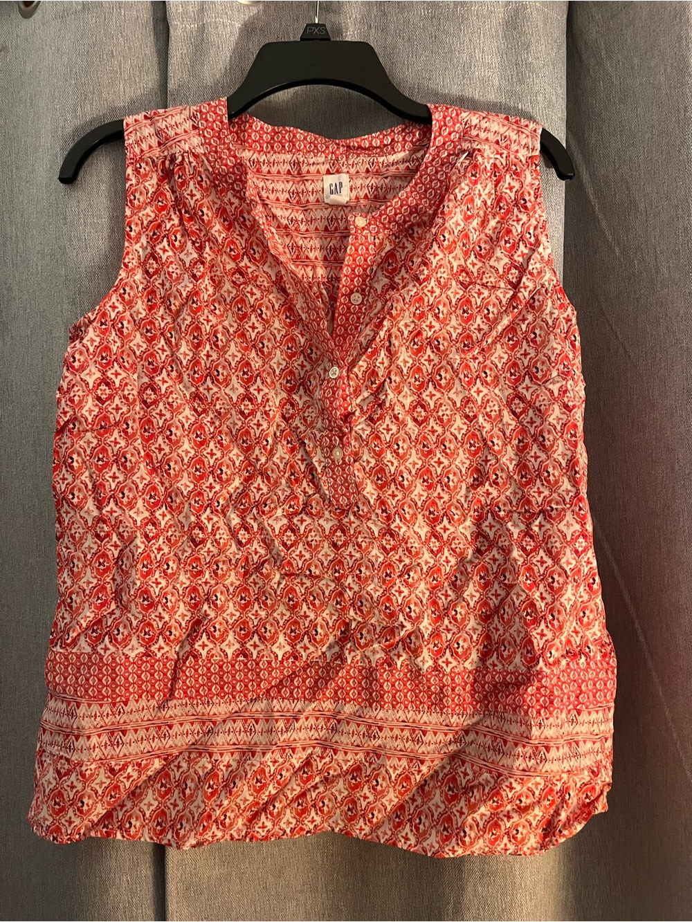 GAP Coral Red Printed V-Neck Sleeveless Camisole
